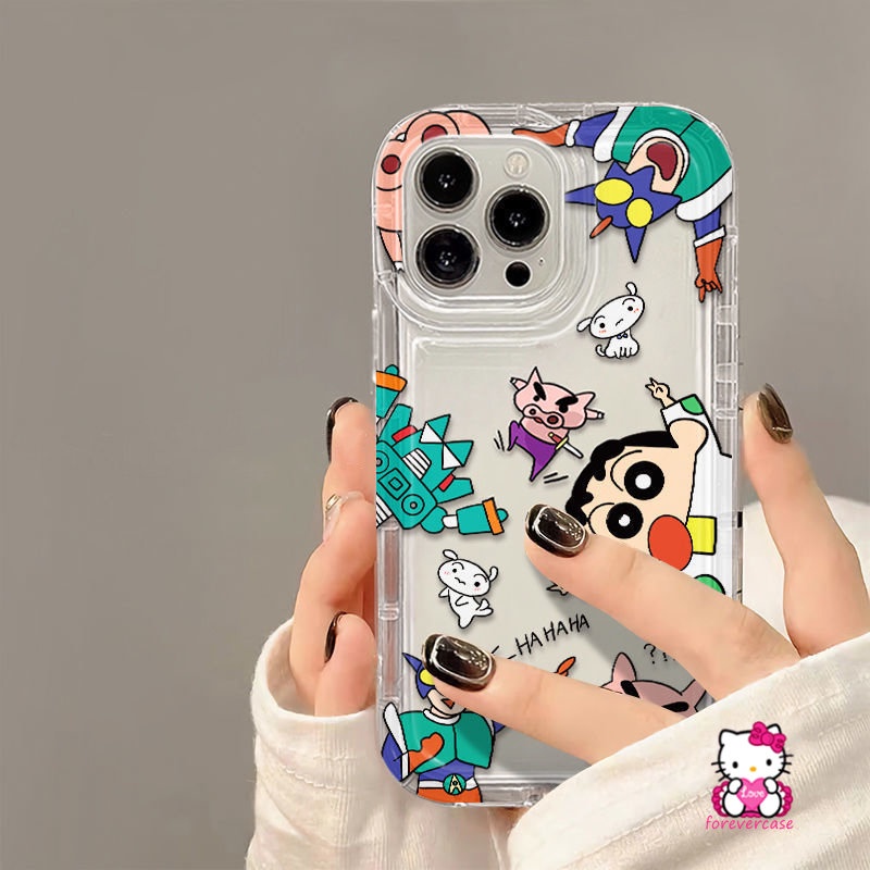 Untuk Redmi Note8 10 11 11s 10s 10 Pro Max9 Redmi 12C 9C NFC 10A 9 9T A2 10 A1 9A POCO F4 Couple Kartun Crayon Shin-chan Graffiti Lucu Imut Lembut Airbag Case