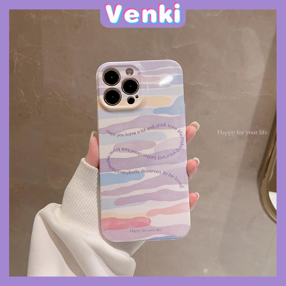 VENKI - For iPhone 11 iPhone Case Cream Glossy Film TPU Soft Shockproof Phase Cover Protection Romantic Smudged Clouds Compatible with iPhone 14 13 Pro max 12 Pro Max xr xs max 7 8