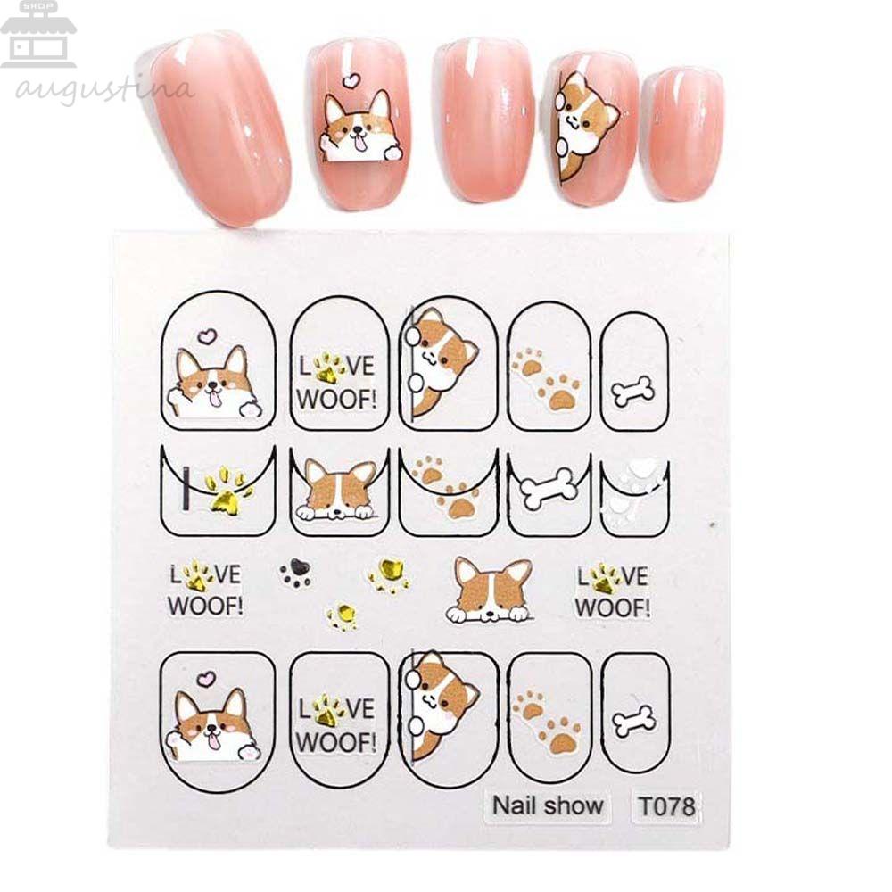 Agustinina Stiker Kuku Kartun Fashion Bunga Kelinci Strawberry Fruits Nail Art Dekorasi
