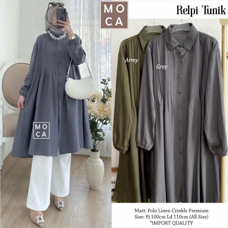 RELPI TUNIK ORI MOCA | Ld110 Polo Linen Crinkle Premium