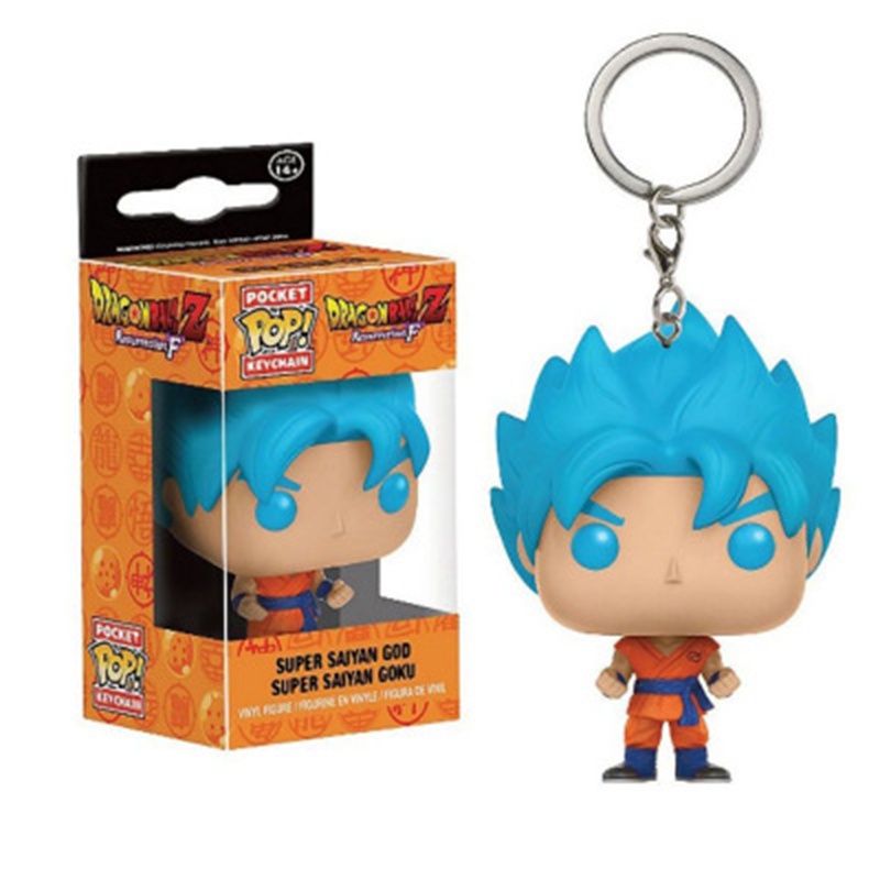 Funko POP Anime Dragon Ball Z Gantungan Kunci Action Figure Merah Silver Pink Biru Rambut GOKU Boneka Koleksi Original Box Mainan Untuk Anak