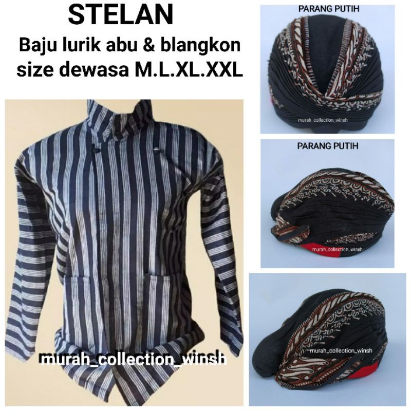 Kebaya dan Sorjan Baju lurik jawa pria + blangkon jogja lipat / Baju adat jawa / Baju lurik / Baju j