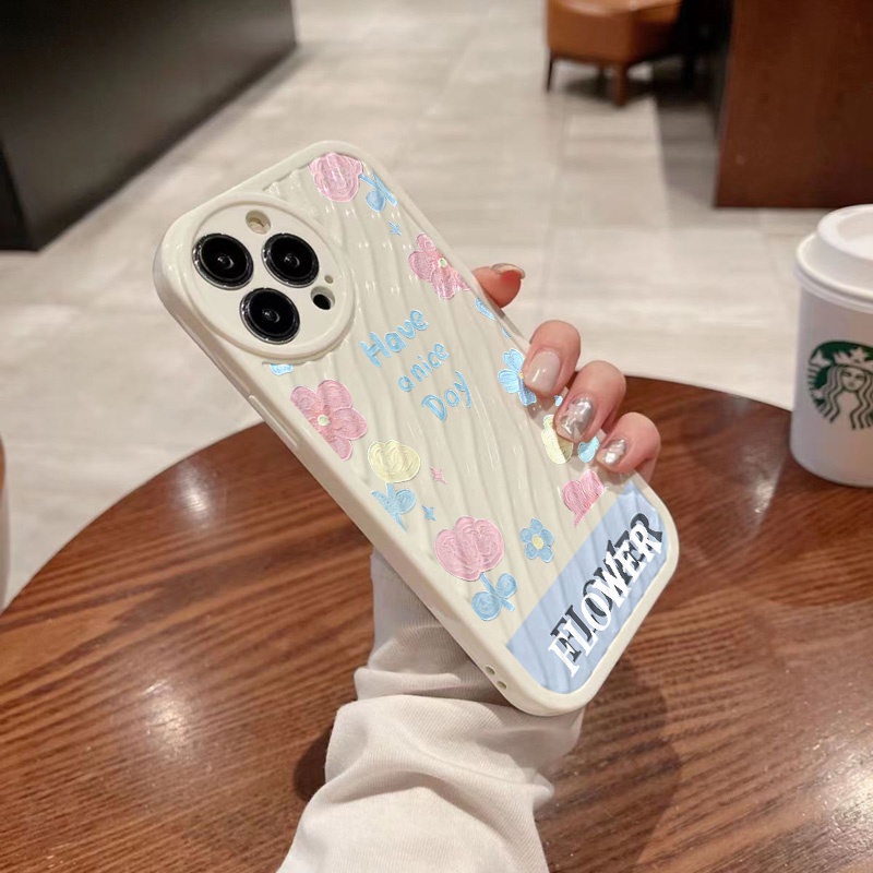 IPHONE Flowers Casing Ponsel Riak Air Kompatibel Untuk Iphone11 13 12 14 Pro Max14 Plus XR X XS MAX 7Plus 8Plus 7 8 SE 2020 2022 Shockproof Cover