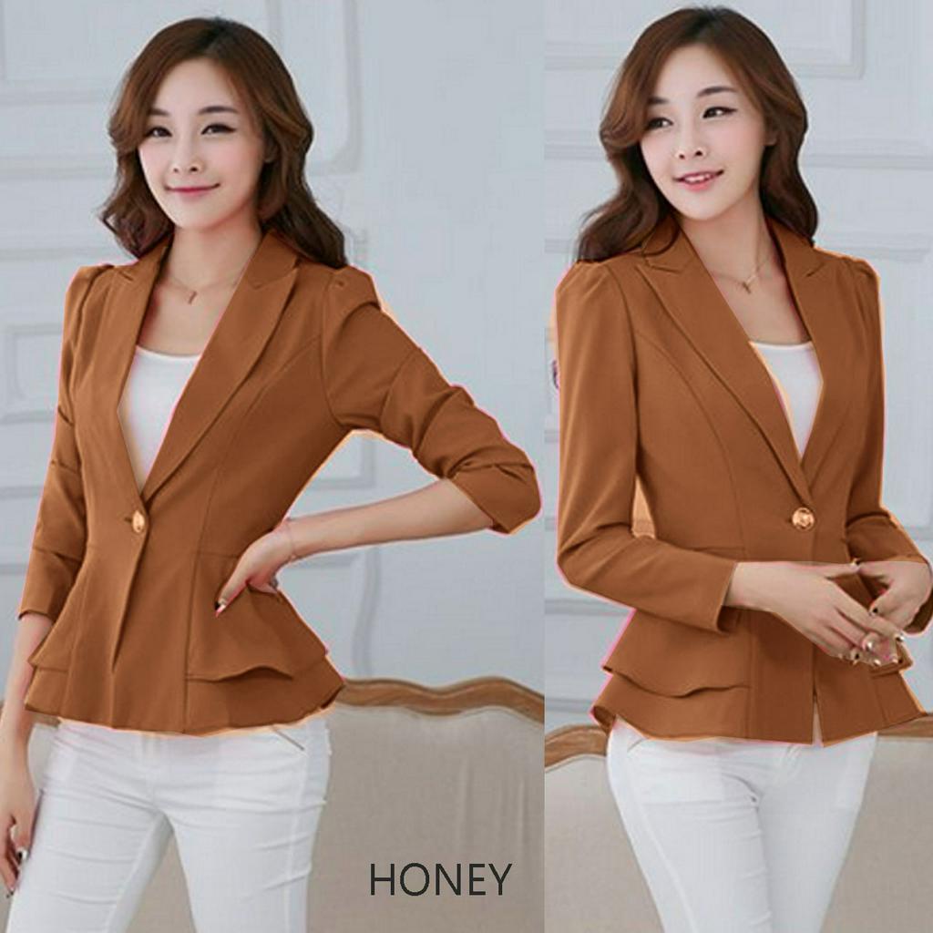 Frill blazer lengan panjang / blazer kantor wanita