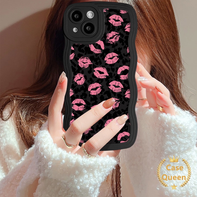 Graffiti Cinta Hati Retro Leopard Lip Print Casing Untuk Redmi 12C 9C 10 9 A1 10C 9A 9C NFC 10A 9T Redmi Note 11 9 8 11s 10S 10 Lembut Bergelombang Pinggiran Pasangan Cover