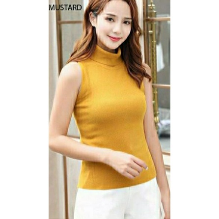 (B113) Turtleneck Sleeveless Knitted