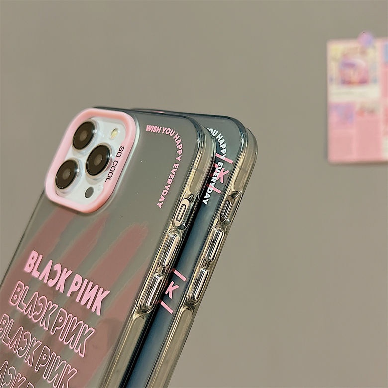 IPHONE Casing Ponsel Desain Signature Double Layer Colorful Silver Full Screen Hitam Dan Pink Kompatibel Dengan Iphone12 13 14 11 Pro Max Qqzs