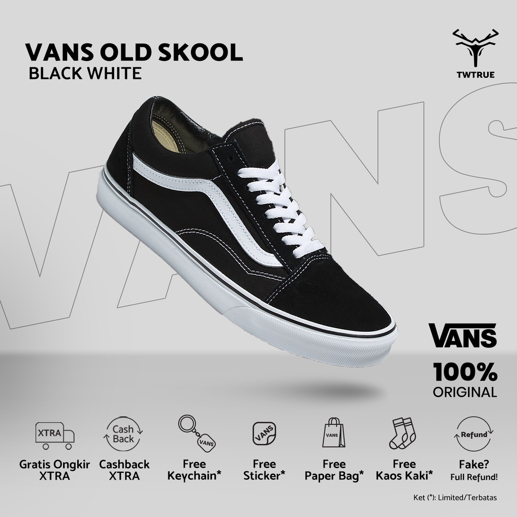 Vans Original 100% | Vans Oldskool Black White | Sepatu Vans Original 100% | Vans Oldskool | Sepatu 