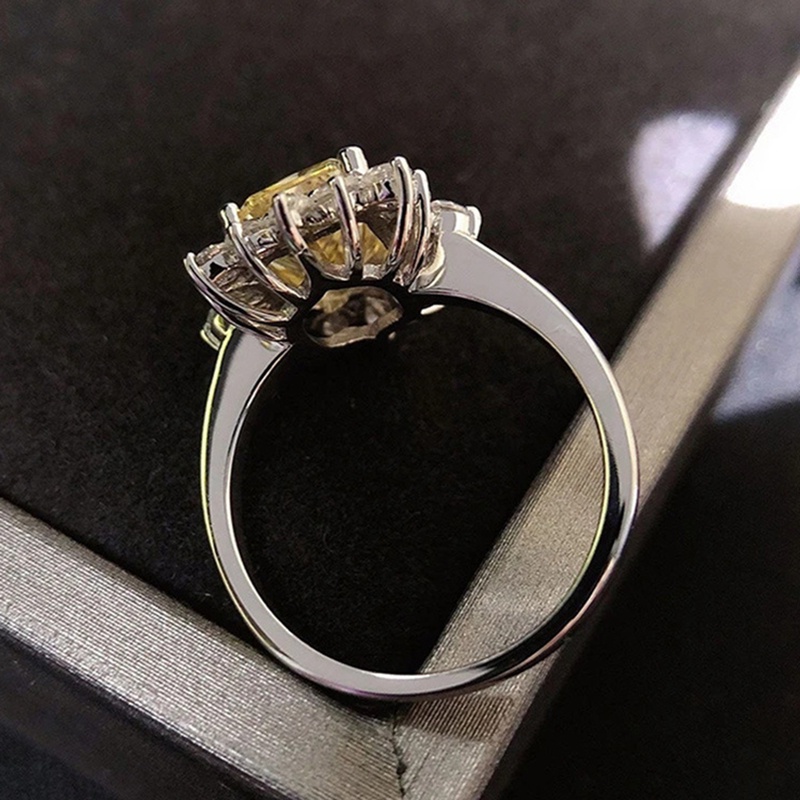 Terang Kuning CZ Jari Cincin Untuk Wanita Pesta Anniversary Mewah Lady's Ring Mewah Hadiah Ulang Tahun Fashion Perhiasan