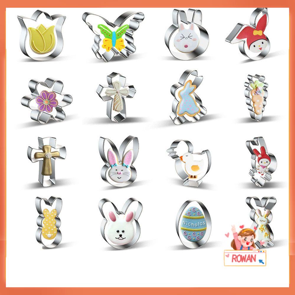 R-FLOWER 1pc Telur Paskah DIY Stainless Steel Cetakan Fondant Kelinci Wajah Kelinci