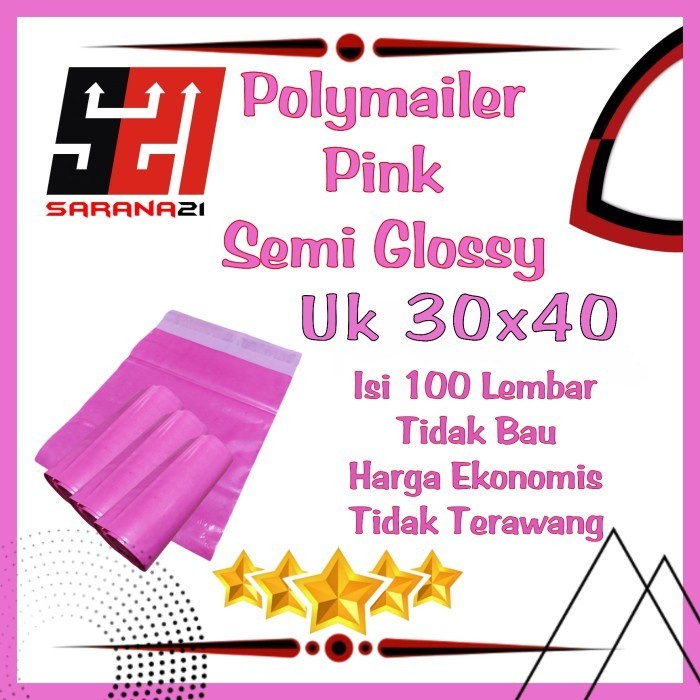 

Plastik Polymailer Semi Glossy PINK 30x40 Isi 100 Lembar