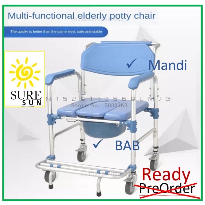 IE Kursi Roda Commode Mandi Toilet Potty WheelChair BAB