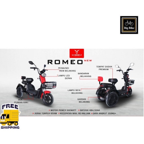 SEPEDA MOTOR LISTRIK RODA 3 ROMEO UWINFLY INDONESIA
