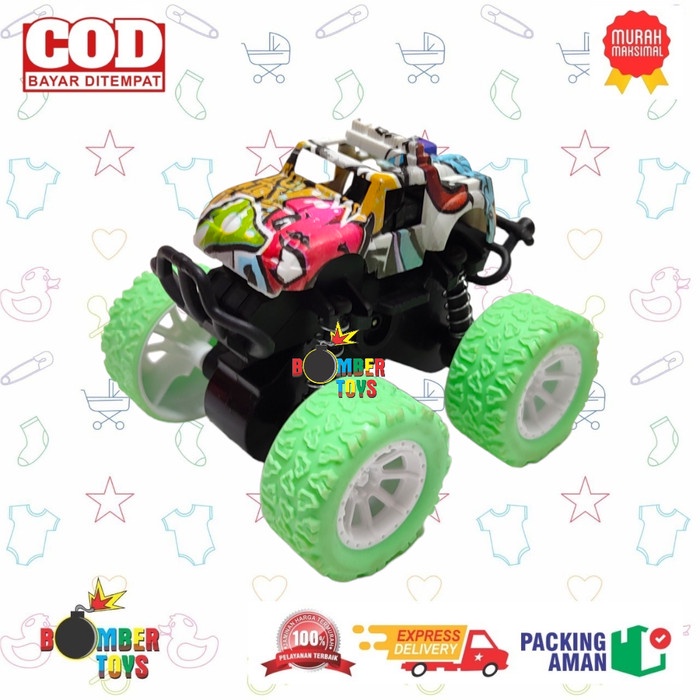 MAINAN ANAK MOBIL ZAP MONSTER JUNGKIR CAR BALIK TRUCK TRUK FRICTION WARNA WARNI 4WD MONSTER ZAB