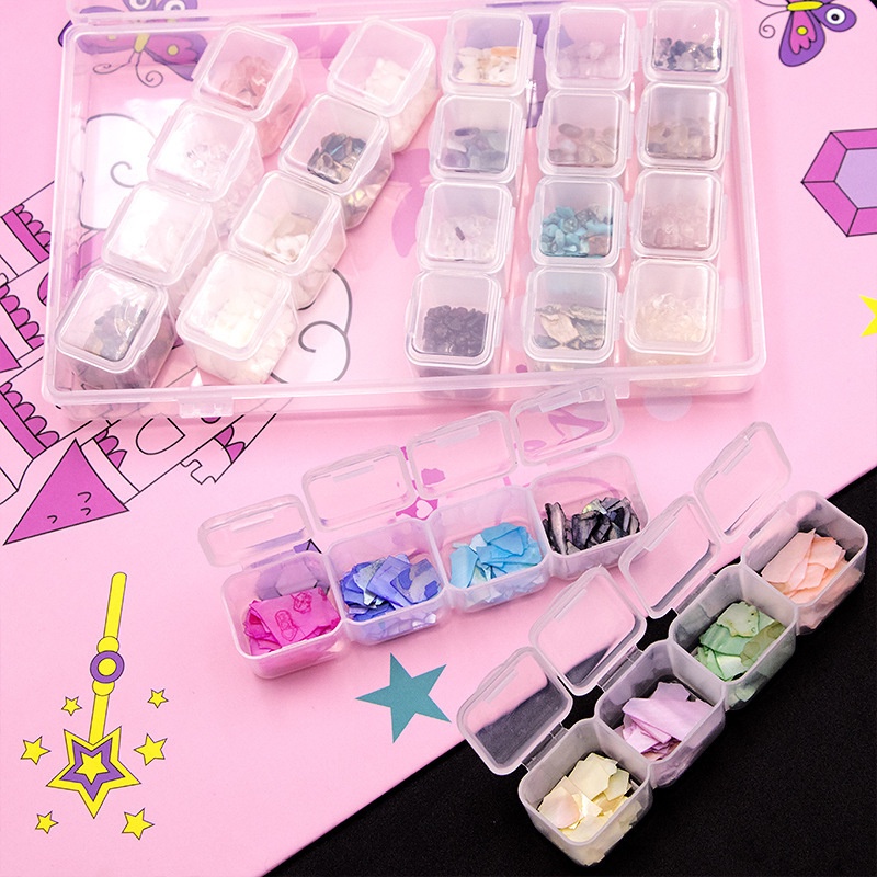 SS Kotak Tempat Penyimpanan Perhiasan Emas Jewelry Organizer Box Penyimpanan Manik Manik Sekat Box Storage 24 Sekat Grid Box 28 Slot Transparant Murah Import