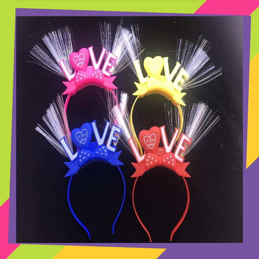 5106 / Bando anak pita love lampu LED nyala / Bandana pita love model korea