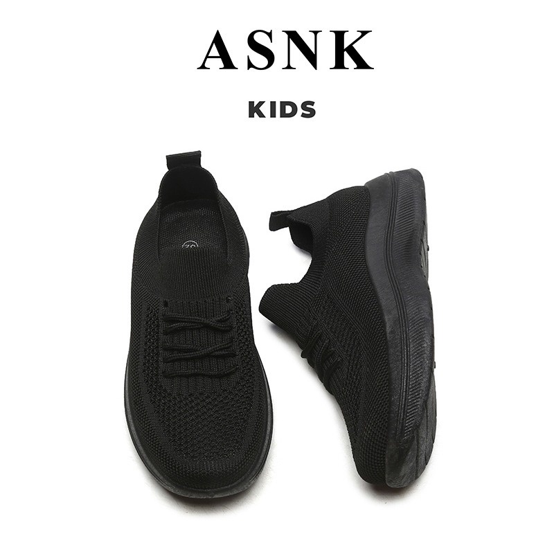 [GROSIR][COD] SEVEN_DAY SEPATU SLIP ON RAJUT SNEAKERS ANAK CEWEK COWOK USIA 7-9THN WM2330 HITAM FULL