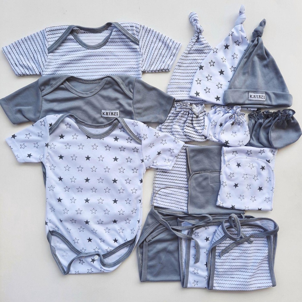 Jumper Set Baju Bayi Baru Lahir Laki-Laki Perempuan Umur 0 Sampai 3 Bulan Isi 15 Pcs