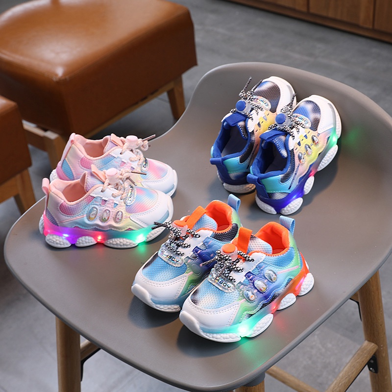 Sepatu Sneakers Anak Lampu LED Laki Laki Perempuan Casual Import