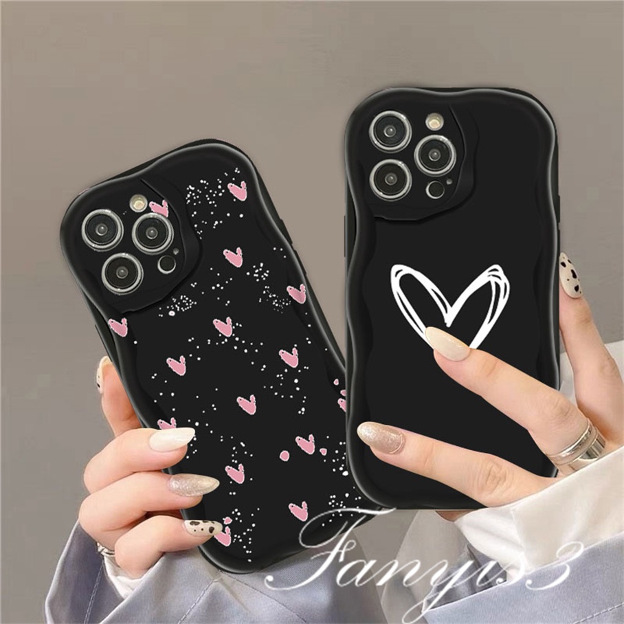 OPPO A78 A17 A17k A57 A77 A77s A76 A96 A16 A16s A15 A15s A5s A7 A3s A5 A9 2020 A54 A74 A95 A94 A93 A53 A33 2020 Bentuk Hati Sederhana Bergelombang Lengkung Tepi Casing Ponsel TPU Soft Cover