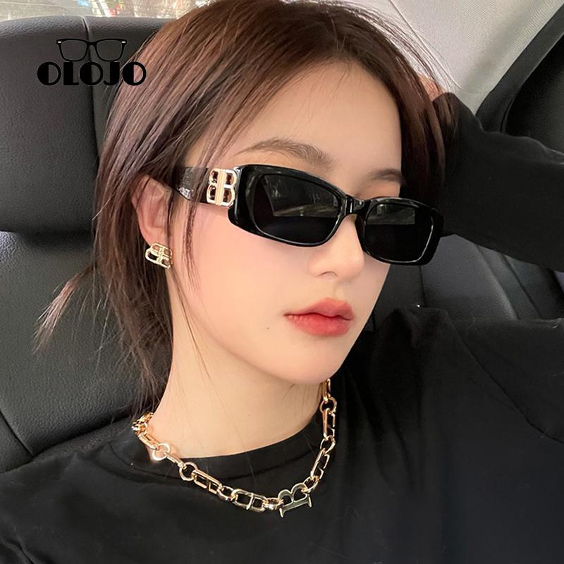 【COD】Kacamata Hitam UV400 Bentuk Persegi Panjang Gaya Vintage Untuk Wanita