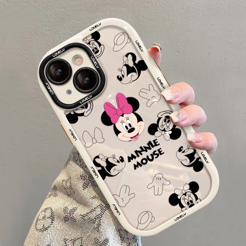 IPHONE Casing Ponsel Desain Kartun Tikus Semi Transparan Putih Kompatibel Dengan Iphone12 13 14 11 Pro Max X Xs Max Xr Rplkj