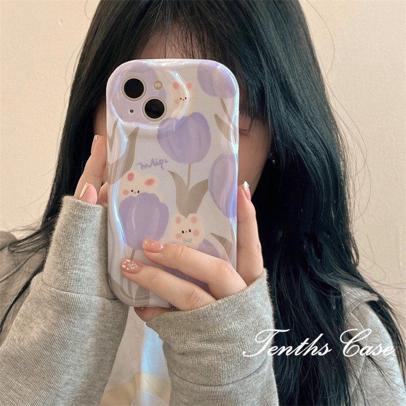 REDMI Untuk Redmi12 A1 12C 10C 10A 10 9A 9C 9T Note 12 11 10 9 Pro 11s 10s 9s Mi12 11 Lite Poco X3 Poco X3Pro Poco X3 NFC 3D Tepi Melengkung Tulip Phone Case Dengan Lanyard