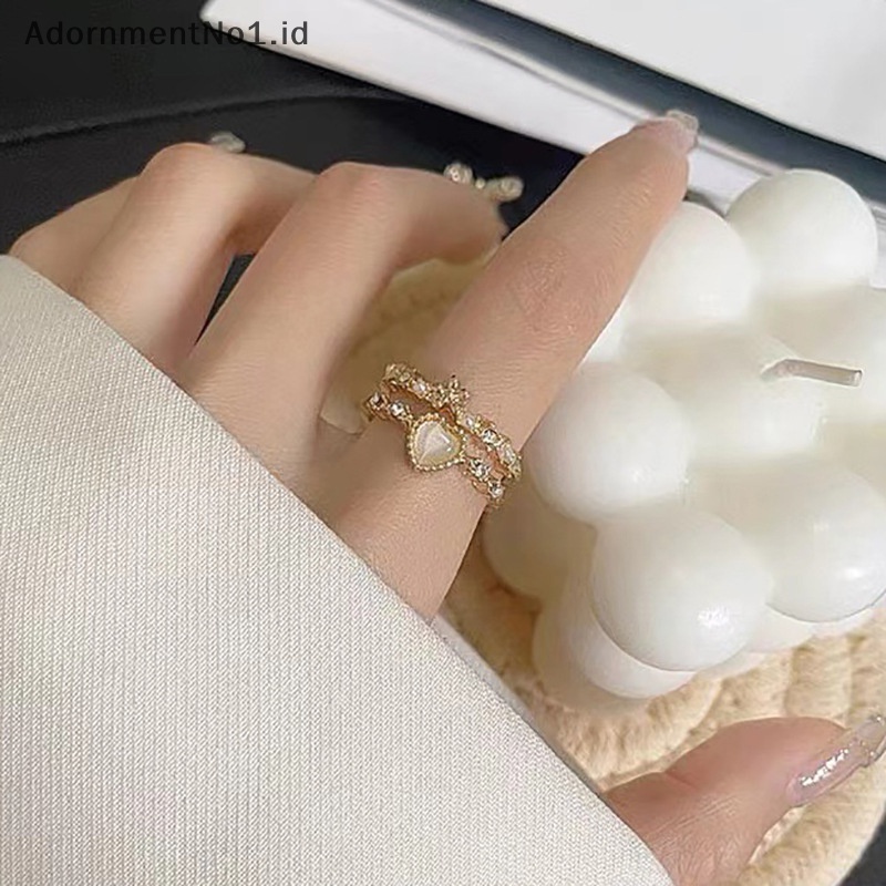 [AdornmentNo1] Fashion hati Vintage cinta cincin untuk wanita INS Punk Gothic terbuka geometris jari cincin pesta pernikahan perhiasan gadis trendi