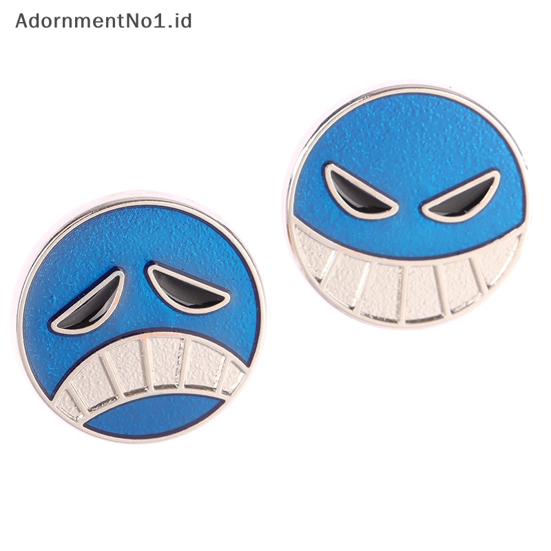 [AdornmentNo1] 2 pcsjapan Anime Pin Ace topi kerah Pin untuk tas ransel bros logam Pin Manga bros untuk wanita pria lencana perhiasan