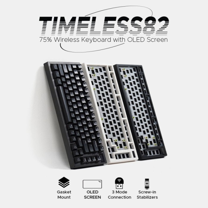 Noir Timeless82 75% Wireless OLED Mechanical Keyboard Gasket Mount ABS