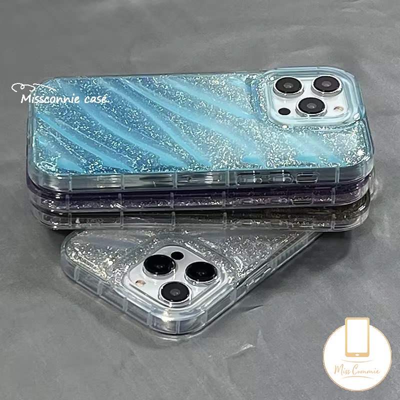 Casing Kartu Laser Warna Gradien Mewah Kompatibel Untuk IPhone 7Plus XR 11 13 14 12 Pro MAX XS MAX 6S 7 8 Plus SE 2020 Langit Berbintang fantasi 3D Pola Corrugasi Stereo Soft Cover