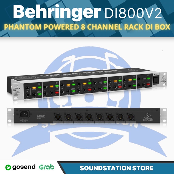 BEHRINGER ULTRA DI PRO DI800 V2 Phantom Powered 8 Channel Rack DI Box