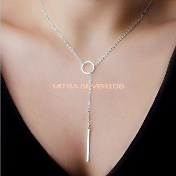 Kalung Rantai Panjang Wanita Fashion Korea Sederhana Simple Lingkaran Logam Paragraf Pendek Gaya Eropa Warna Gold Silver Necklace Aksesoris Impor NL 06