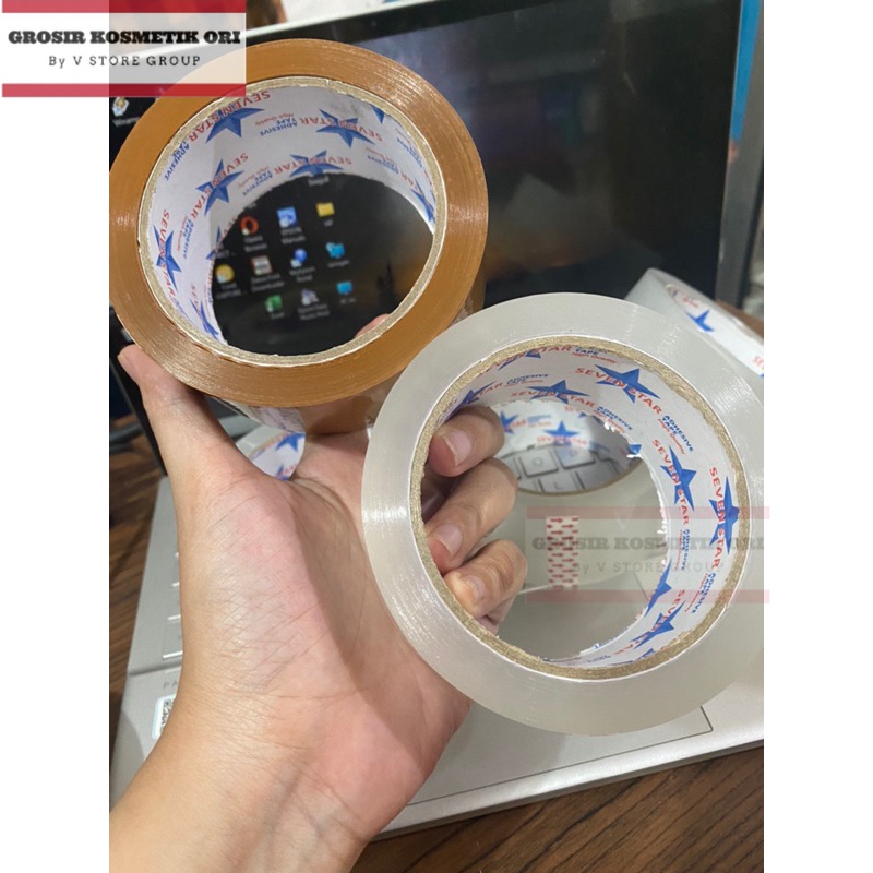 

LAKBAN SOLASI BENING / COKLAT 90YARD REKAT KUAT TERMURAH Lakban Bening SEVEN STAR / STAR Tape (4cm , 90yard)
