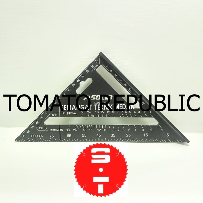 Murah ANGLE SPEED RAFTER SQUARE PENGGARIS SEGITIGA SIKU BESI 7" SOLID BULL FOL239