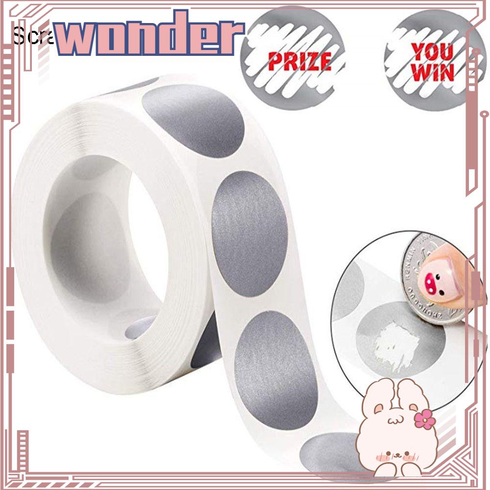 WONDER 300 /600 Pcs Kartu Stiker Scratch Off Label Perlengkapan Pesta Bulat Bisnis