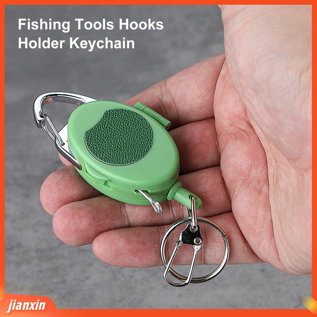 (In Stock) Badge Reel Gantungan Kunci Ditarik Tali Nilon Snap Hook Anti-lost Mini Alat Pancing Hooks Holder Keychain Perlengkapan Luar Ruangan