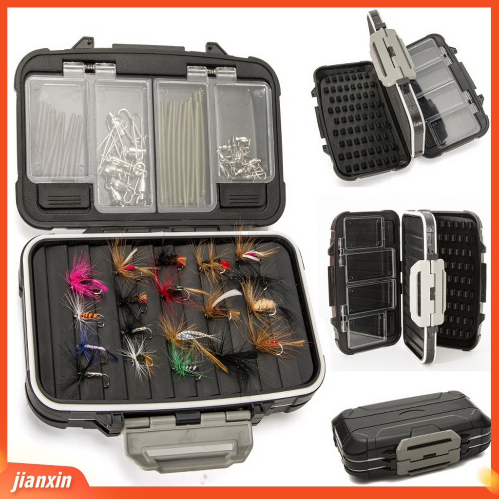 (In Stock) Fishing Tackle Box Kokoh Ringan Portable Tekstur Menebal Multifungsi Shockproof ABS Double-open Kotak Pancing Aksesoris Lalat