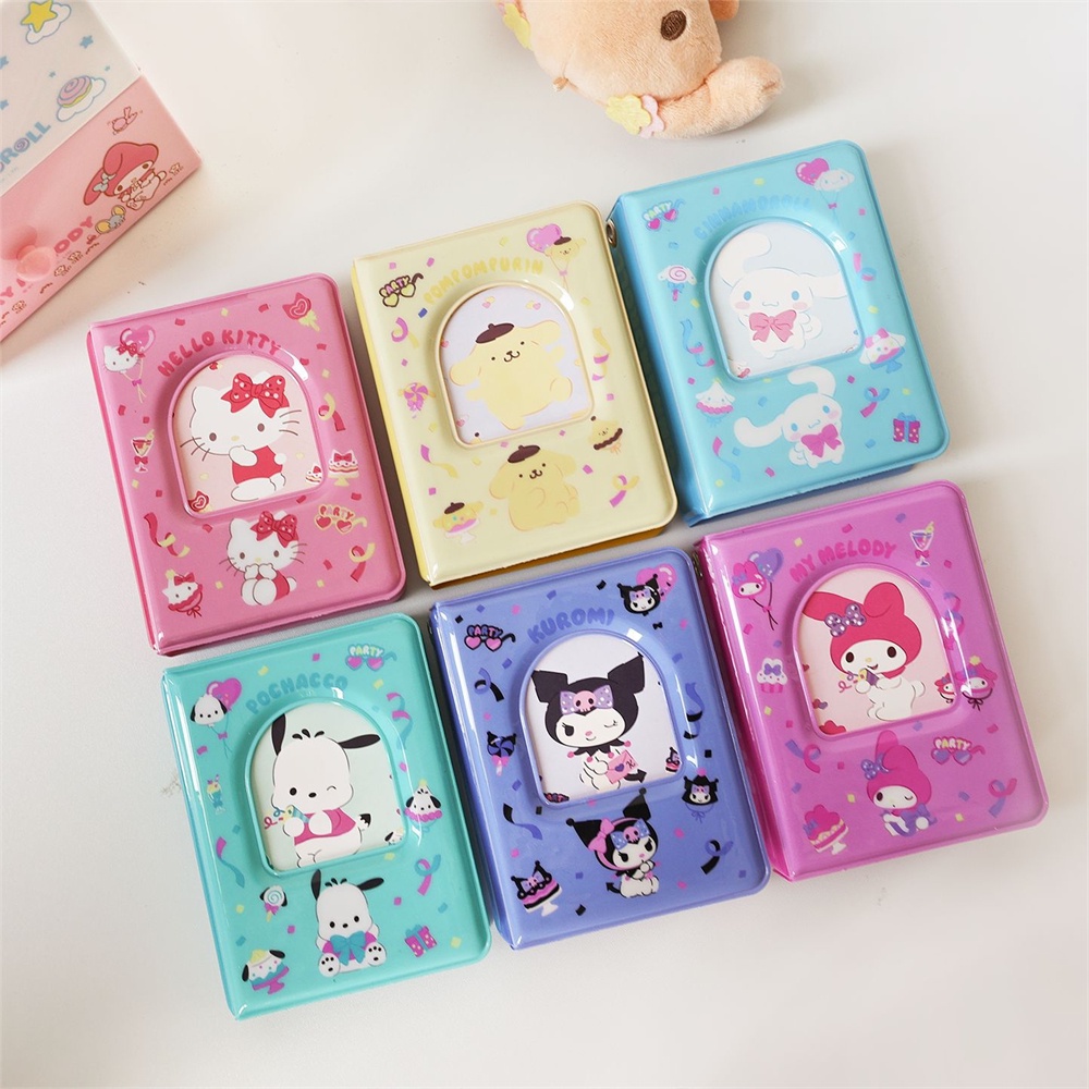 ღ Album Foto Sanrio Buku Kartu Kecil Kartun Lucu Kuromi Cinnamoroll Polo Star Chasing Buku Penyimpanan Buku Perlindungan Kartu Kecil Tiga Inci