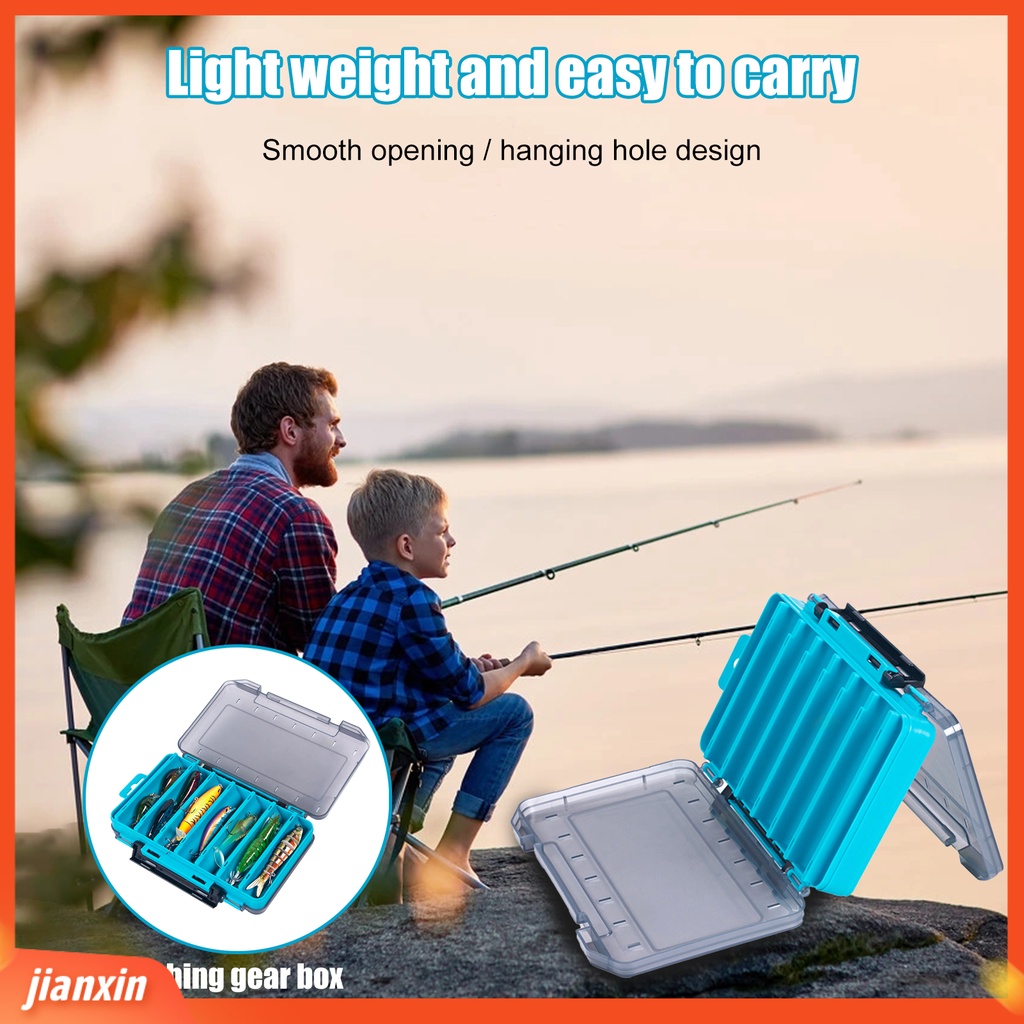 (In Stock) ABS Lure Box Multifungsi Portabel Dua Sisi 14kisi Kotak Umpan Untuk Angling