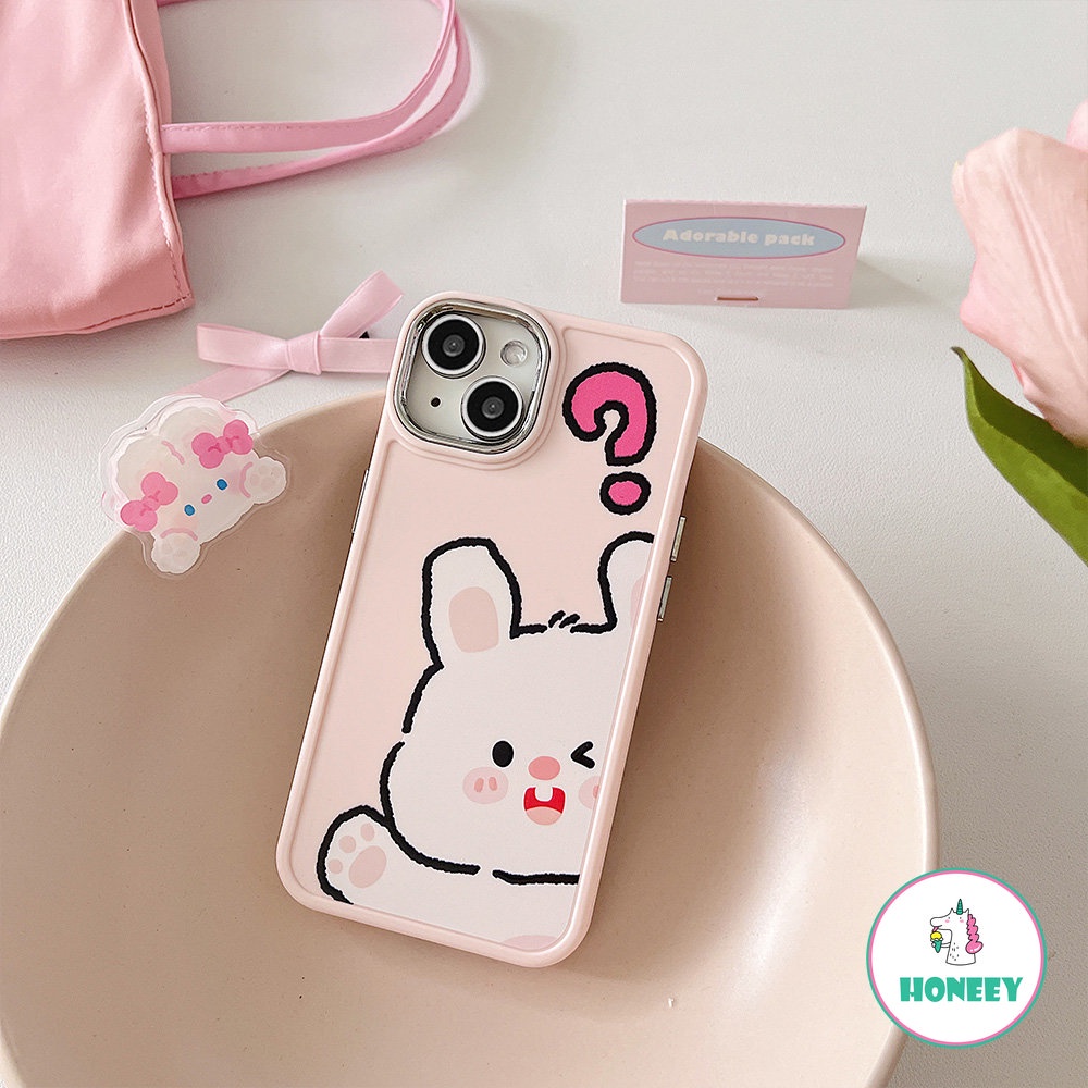 IPHONE Casing Ponsel Kartun Kelinci Pink Kompatibel Untuk Iphone14 Pro 13 12/12pro 11 Pro Max Cute Puppy Shockproof Back Cover