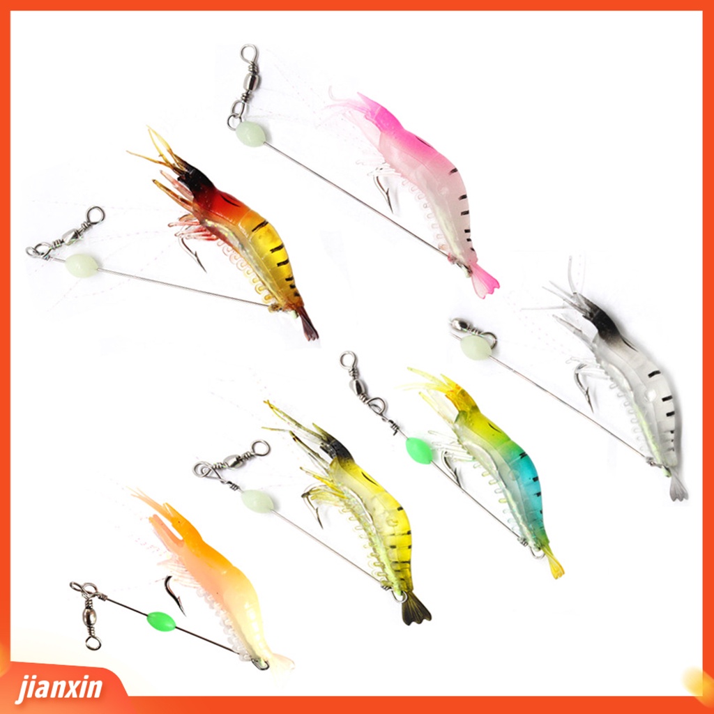 (In Stock) 10Pcs 9.5cm /6.5g Luminous Bionic Udang Umpan Lembut Dengan Kait Alat Pancing