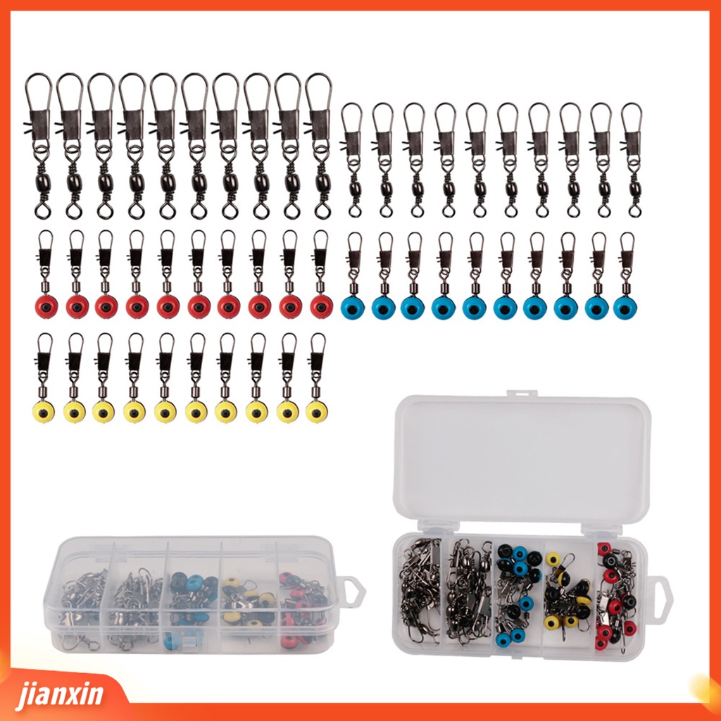 (In Stock) 50Pcs Snap Putar Konektor Pancing Garis Sinker Tackle Rolling Clip Dengan Kotak