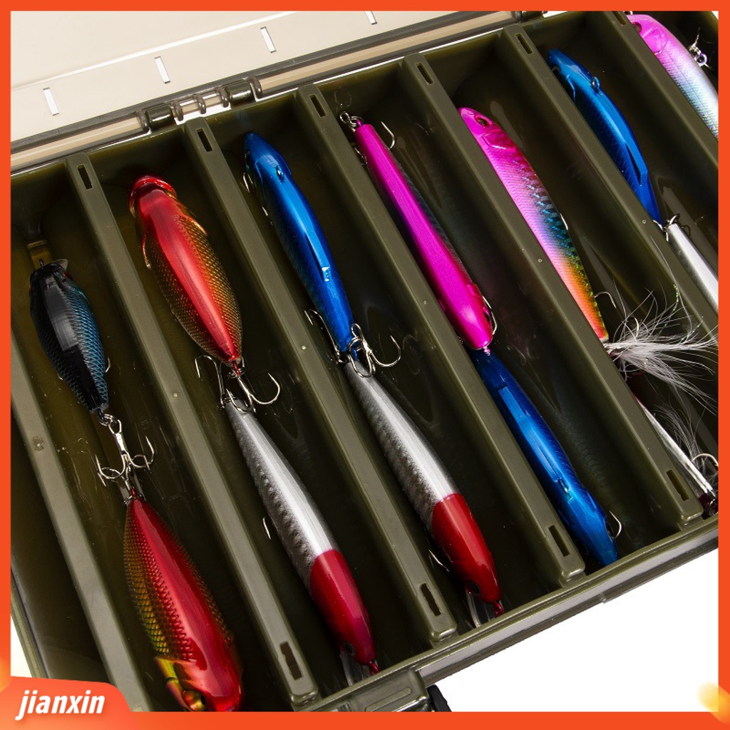 (In Stock) Memancing Luar Ruangan Dua Sisi 14-Grid Umpan Lure Kotak Penyimpanan Dengan Kunci Menangkap Aksesoris Alat Pancing