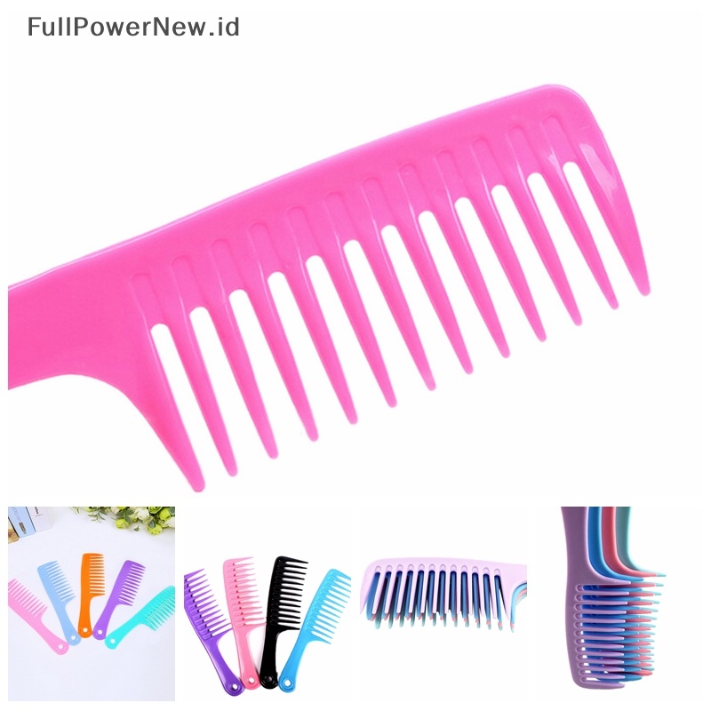 Power Hairdressing Salon Plastik Gagang anti Statis Gigi Lebar Sisir Rambut Detangling ID