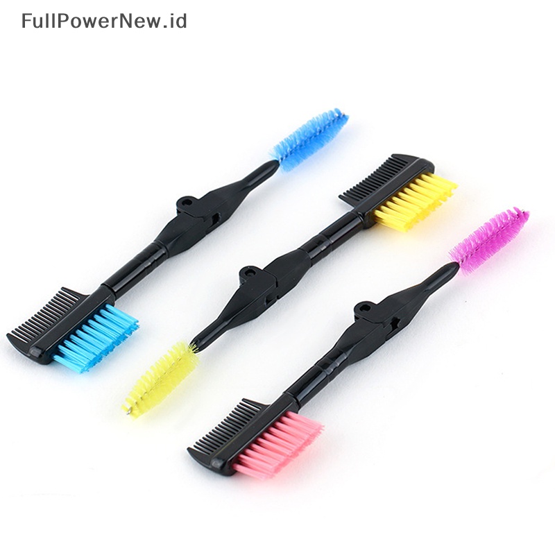 Power 2in1 Sisir Sikat Bulu Mata Sikat Bulu Mata Lipat Double-ended Dengan ID Bulat Aman