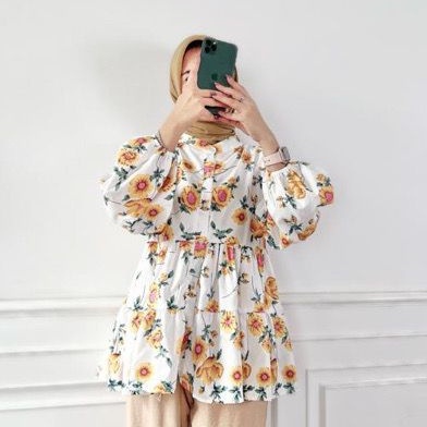 BEFAST - ZRD OOTD WANITA BLOUSE ANI / NALA BLOUSE / Atasan Wanita Lengan Panjang / Pakaian Casual Remaja ABG / Blouse Wanita Motif Bunga-Bunga / Pakaian  Casual Wanita / OOTD Wanita Daily Hijab Style
