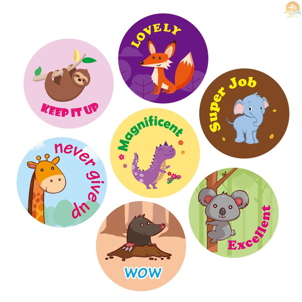 In Stock Hewan Lucu Reward Stiker Insentif Stiker Kata Positif Stiker Kertas Roll Diameter 38mm Untuk Anak Guru Perlengkapan Sekolah