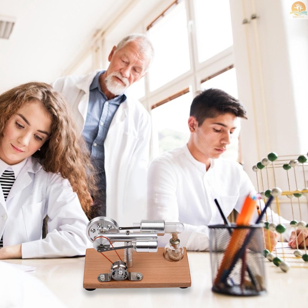 In Stock Stirling Mesin Kit Generator Listrik Model Motor Udara Panas Dengan Lampu LED Flywheel Design Percobaan Sains Dengan Dasar Kayu DIY Edukasi Mainan Untuk Guru Dewasa Anak