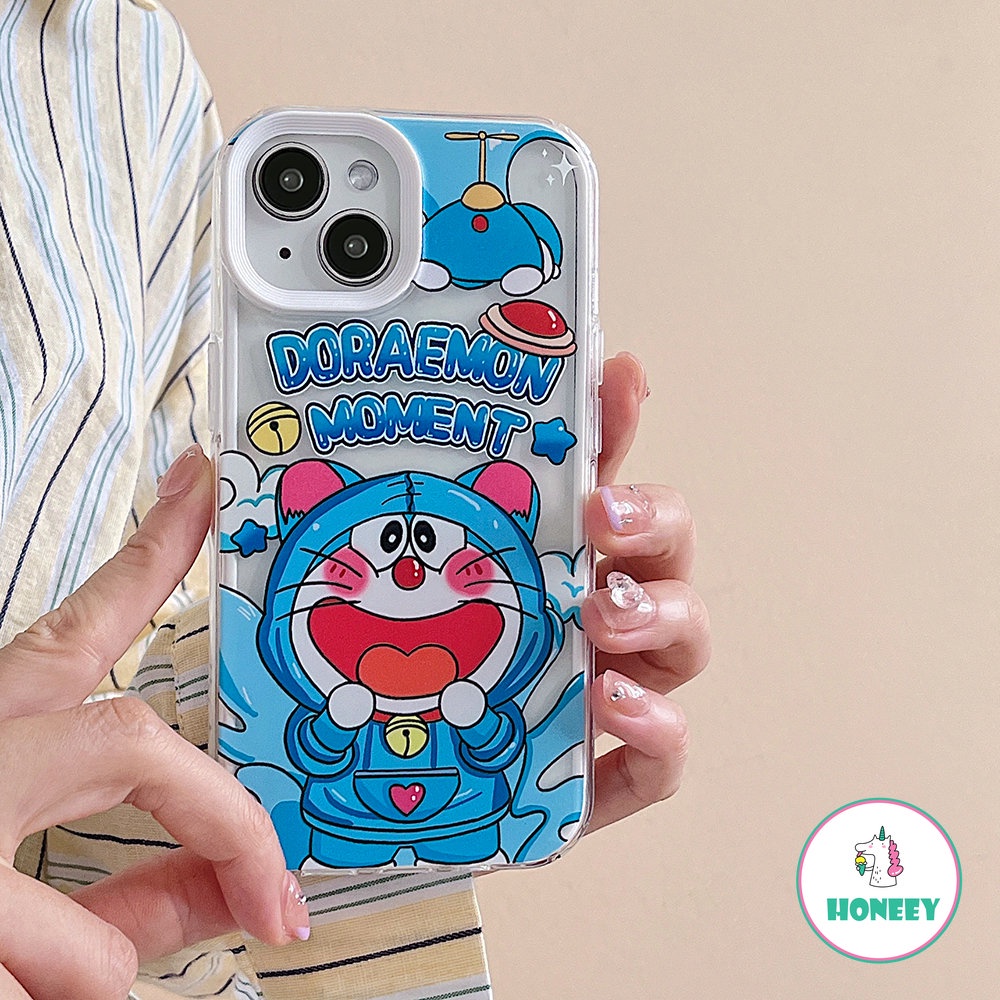 Kartun Strawberry Bear Doraemon Phone Case Kompatibel Untuk iPhone 14 Pro 13 12 11 Pro Max Casing iPhone 11xr XS 7 8plus 3-in-1 Bening Cover Pelindung